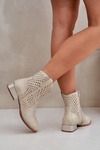 Lace Up Women's Ankle Boots With Low Heel Gold Neliawen
