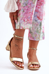 Leather Heeled Sandals Smooth gold Inspire Me!