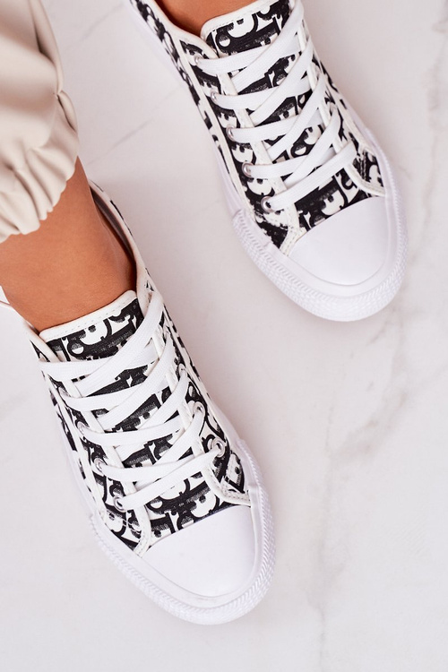 Women's Logged Sneakers Black-White Daphne