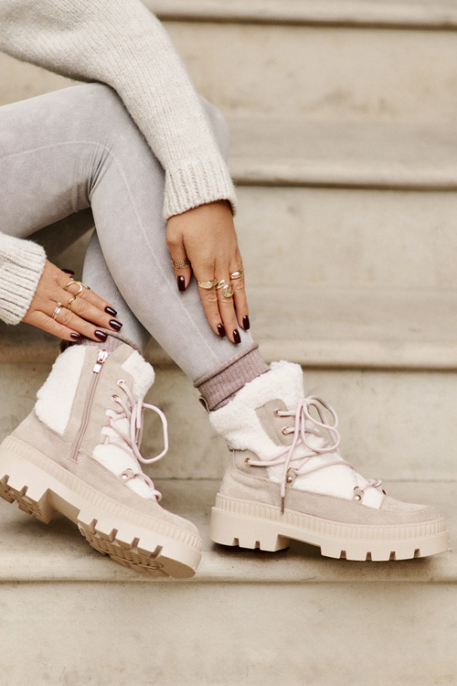Boots With Fur Shearling Beige Merilana
