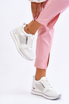 Leather Low Wedge Sports Shoes White Braylen