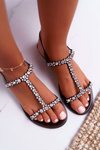 Women's Sandals Black Crystals Cadama