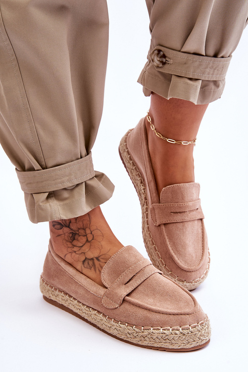 Espadryle Damskie Zamsz Beżowe Keyla