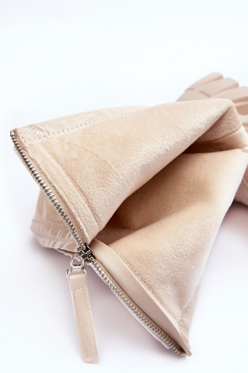 Lace-up Platform Boots with Glossy Finish Beige Ringo