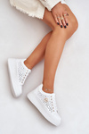 Perforated sneakers with golden detail white Cassildi