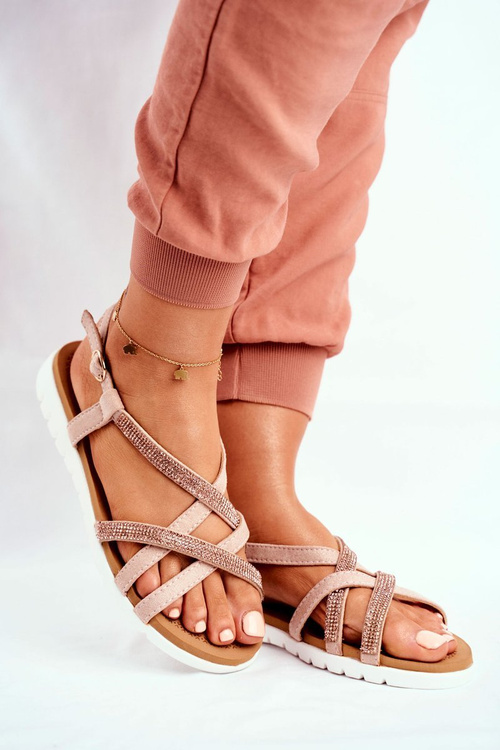 Women's Lu Boo Sandals With Zircons 406-6 Rose Gold Feen