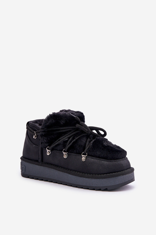 Śniegowce Niskie Platforma Futerko Czarne D.Franklin DFSH370011