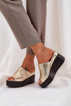 Platform And Wedge Sandals Eco Leather Gold Eridoria