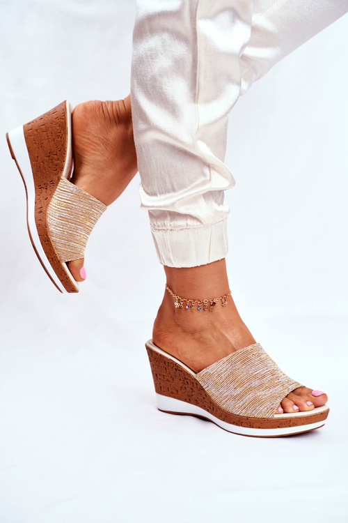 Women’s Slides On Wedge Sergio Leone Beige SK320