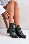 Low Insulated Ankle Boots with Zipper and Decoration Green Nevalia