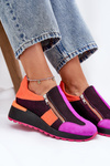 Sneakersy Damskie Na Platformie Skórzane Fuksja Maciejka 06767-15