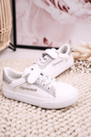 Children's Sneakers With Glitter White Silver Camila