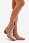 Cowboy Ankle Boots With Eco Suede Beige Narinae
