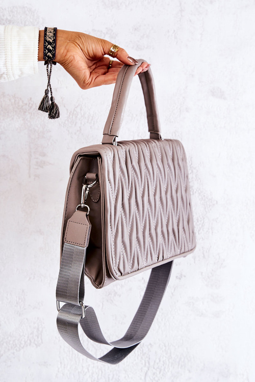 Quilted Letterman Handbag Grey Roselyn