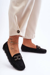Women's Suede Loafers On A Flat Sole Black Appia