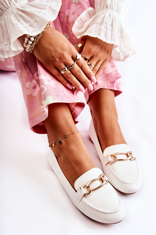 Leather Loafers With Decoration White Millario