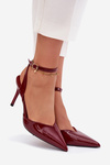 Lacquered high heels with open heel Bordeaux Laretta