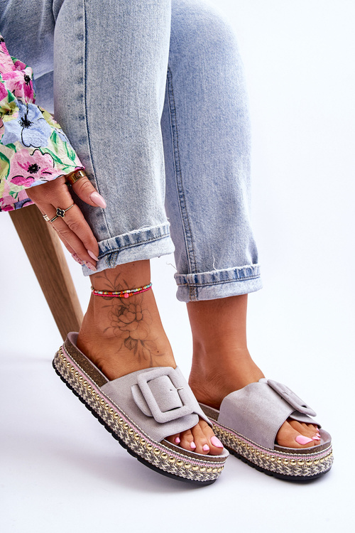 Women's Sandals On A Decorated Platform Grey Joyce