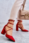 Classic Tied Suede Pumps Red Lucira