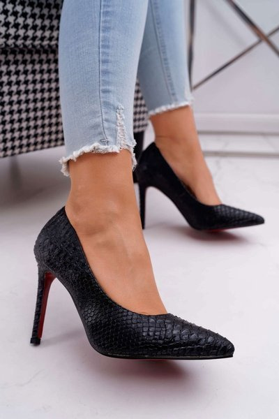 Lu Boo Black SnakeDream Leather Stilettos