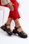 Women's Leather Sandals with Gold Decoration Vinceza 7910