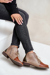 Leather Ankle Boots On A Flat Heel Brown Zazoo 4078
