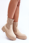 Elastic Insert Suede Boots Beige Anyfer