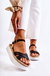 Women's Braided Sandals On The Platform Black Selea
