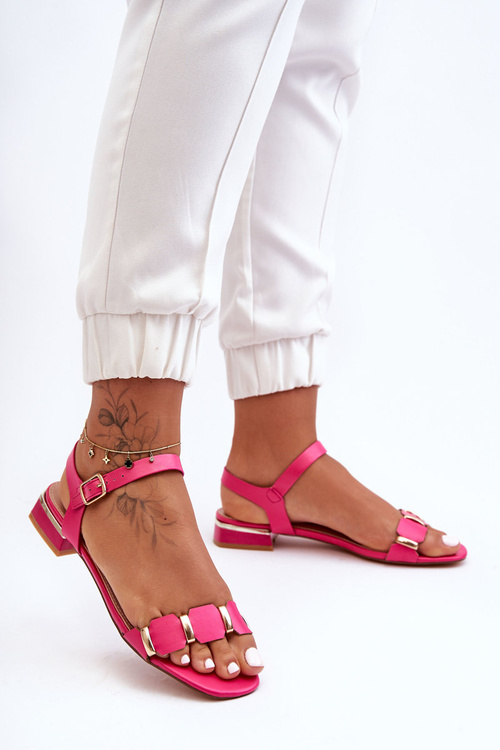 Women's Flat Sandals With Decorative Belt Fuchsia Adissa