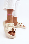 Women's Foam Sandals with Beige Decorations Cambrina