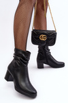 Women's Pleated Boots On Heel Black Liriam