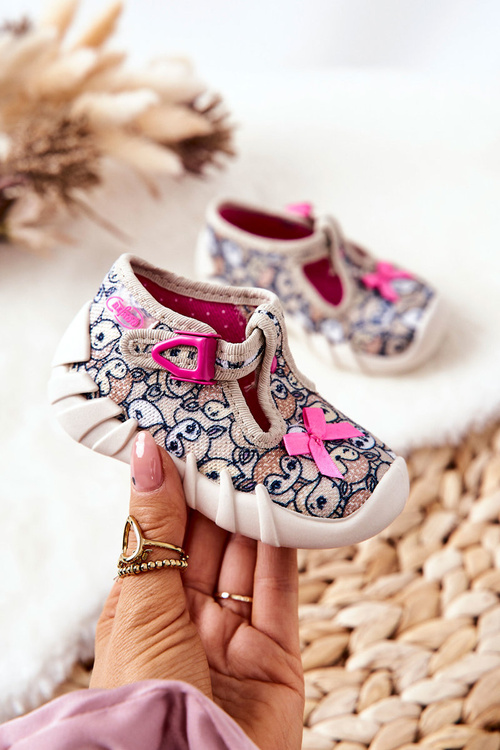 Buty Papcie Befado Sarenki Z Kokardką 110P437 Beżowe