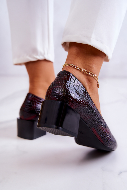 Leather Snakeskin Pumps Burgundy Mesquite