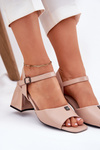 Women's Heeled Sandals Vinceza 62235 Beige