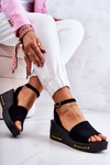 Women's Suede Wedge Sandals Black Cortena