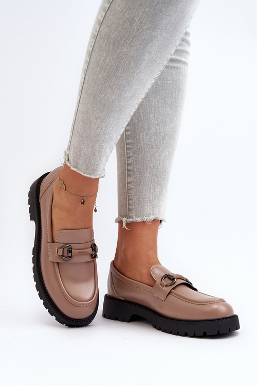 Women's Beige Faux Leather Moccasins Ledda