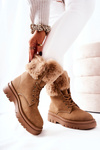Leather Booties with fur Beige Farley