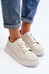 Buty Sportowe Sneakersy Damskie Skóra Failla Białe SP 020