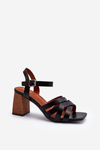 Women's Black Wedge Sandals Opifiana