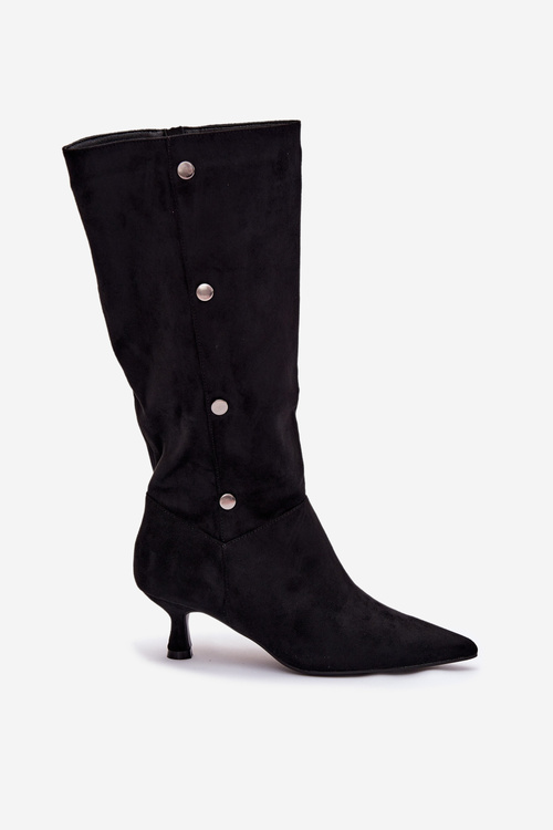 Women's Boots On Heel With Decorative Details Black Hovelle
