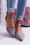 Women's Ballerinas Grey Suede Pointed Medena