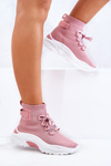 Buty Sportowe Skarpetkowe Wiązane Różowe KeSports