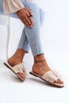 Flat Women's Slippers With Bow Beige Balinda