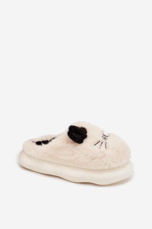 Furry Ladies Slippers Smile Beige Lexira