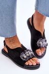 Women's Suede Sandals With Stones Black Mersea