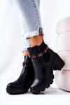 Leather Women’s Boots On High Heel Black Makbet
