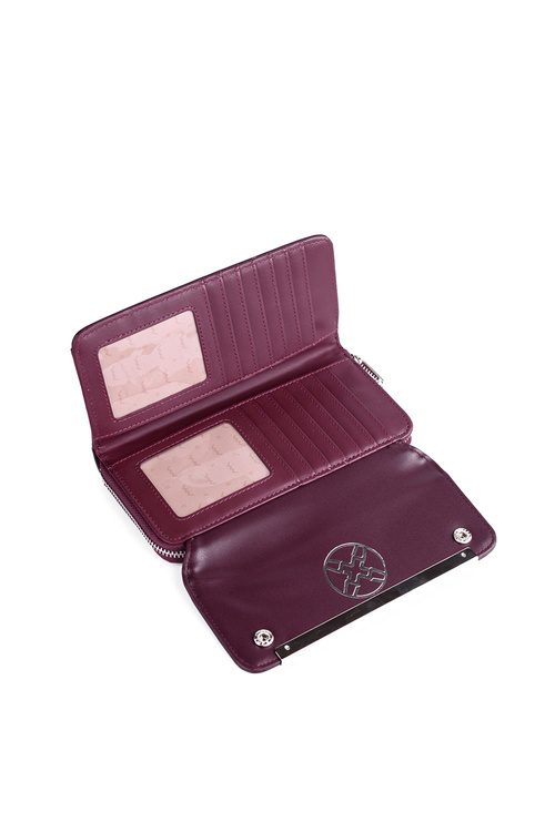 Large Women's Leather Wallet Maroon Elissie