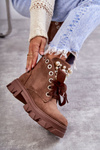 Suede Warm Boots With Pearls Brown Roco 