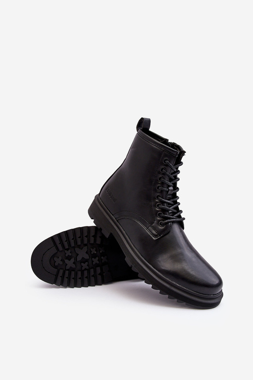 Fleece-Lined Zip-Up Boots Black Big Star MM174080