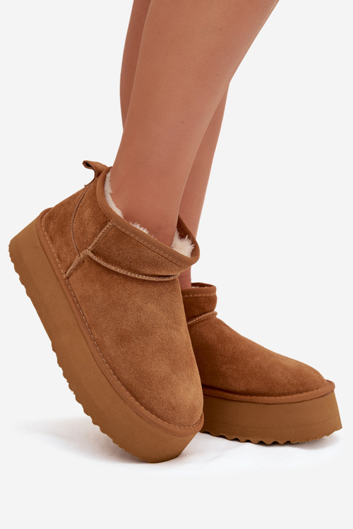 Women's Snow Boots Made of Natural Suede Camel Mairene